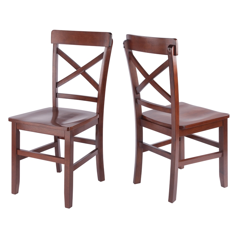 Xenia 2Pc Set X Back Chairs Walnut Finish