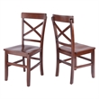 Xenia 2Pc Set X Back Chairs Walnut Finish
