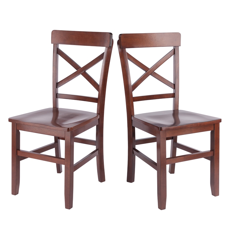 Xenia 2Pc Set X Back Chairs Walnut Finish