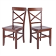 Xenia 2Pc Set X Back Chairs Walnut Finish