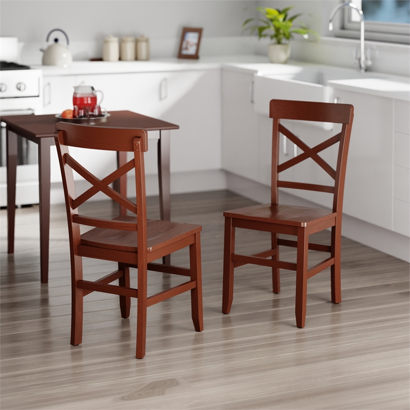 Xenia 2Pc Set X Back Chairs Walnut Finish