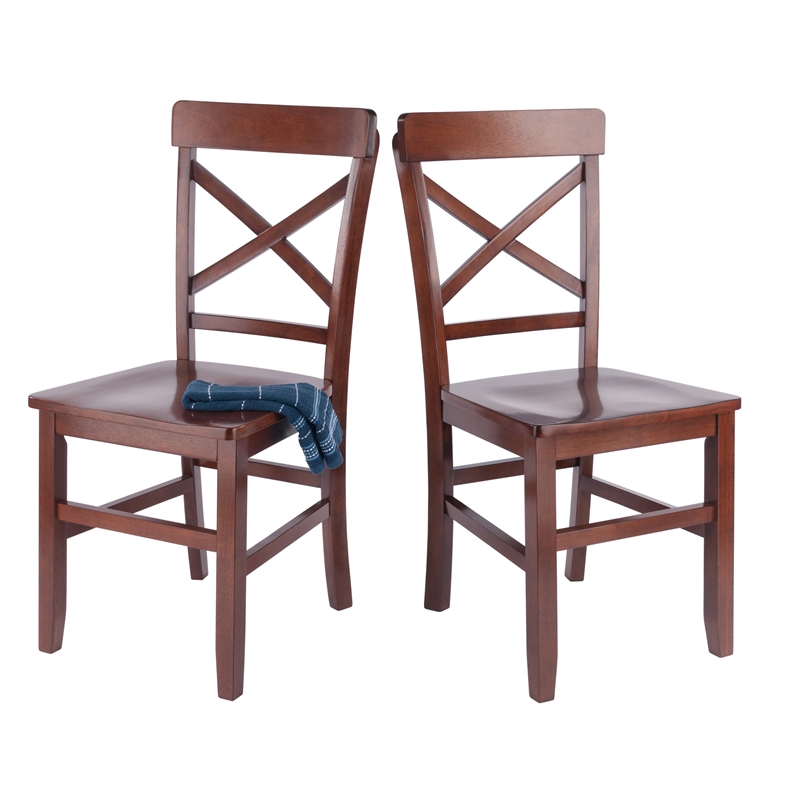 Xenia 2Pc Set X Back Chairs Walnut Finish
