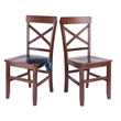 Xenia 2Pc Set X Back Chairs Walnut Finish