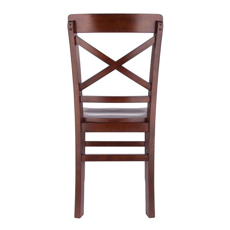 Xenia 2Pc Set X Back Chairs Walnut Finish