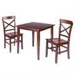 Groveland 3Pc Set Dining Table with X Back Chairs Walnut Finish