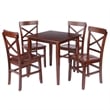 Groveland 5Pc Set Dining Table with X Back Chairs Walnut Finish