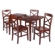 Darren 5pc Set Dining Table with X Back Chairs Walnut Finish