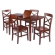 Darren 5pc Set Dining Table with X Back Chairs Walnut Finish