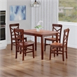 Darren 5pc Set Dining Table with X Back Chairs Walnut Finish