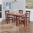 Darren 5pc Set Dining Table with X Back Chairs Walnut Finish