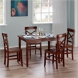 Darren 5pc Set Dining Table with X Back Chairs Walnut Finish
