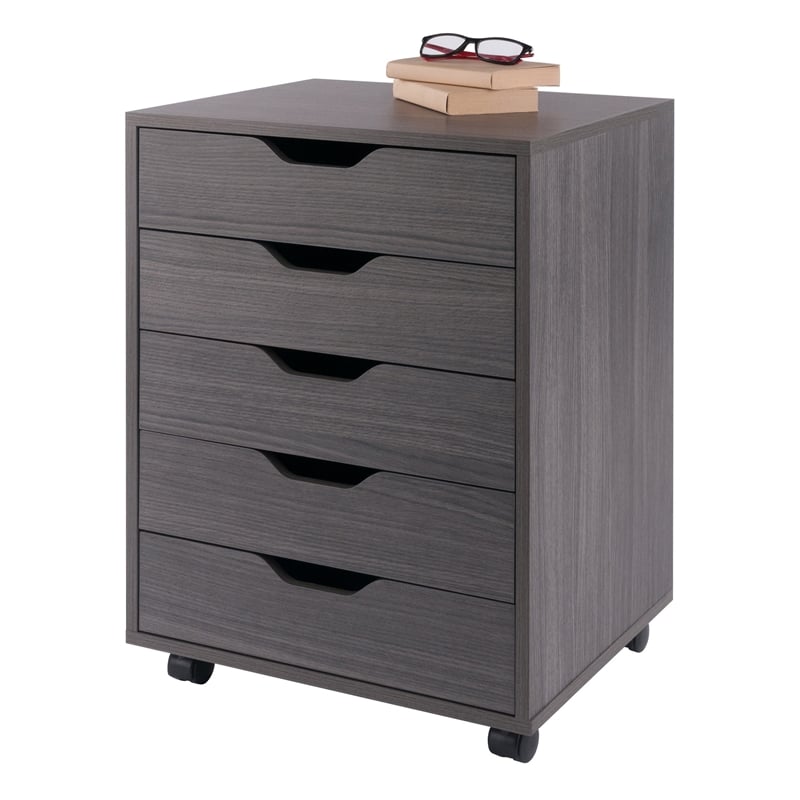 Halifax 5 Drawer Mobile Cabinet Charcoal Finish