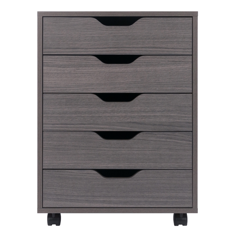 Halifax 5 Drawer Mobile Cabinet Charcoal Finish
