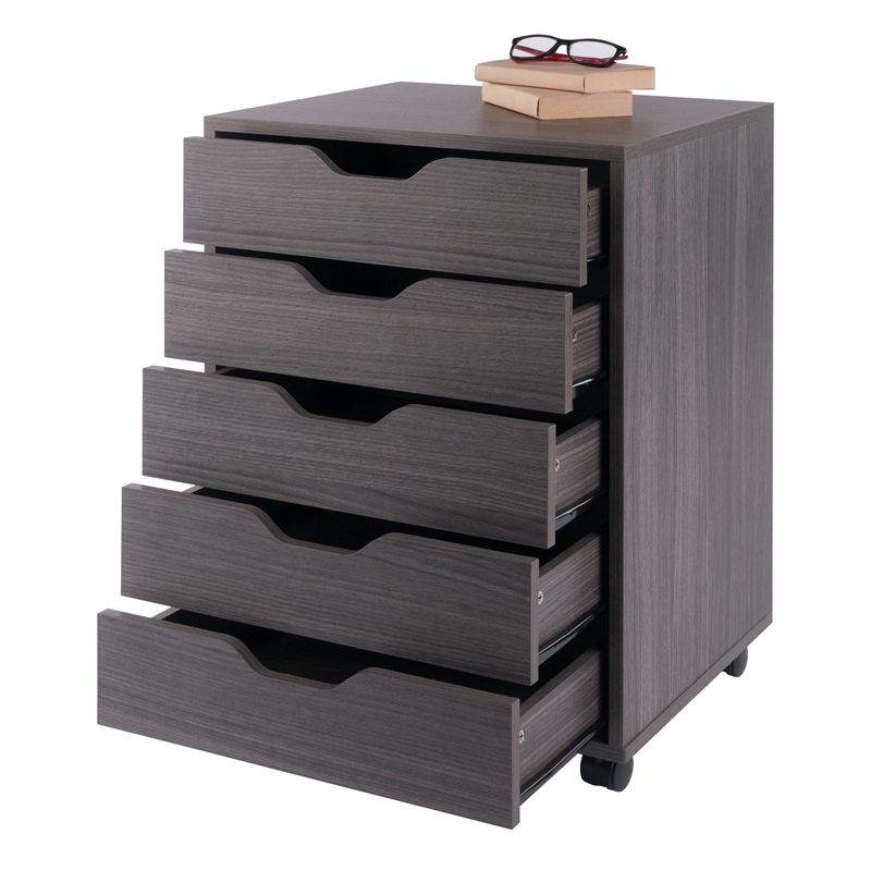 Halifax 5 Drawer Mobile Cabinet Charcoal Finish