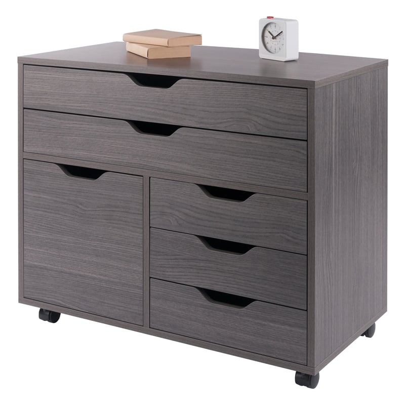 Halifax 3 Section Multi Storage Mobile Cabinet Charcoal Finish