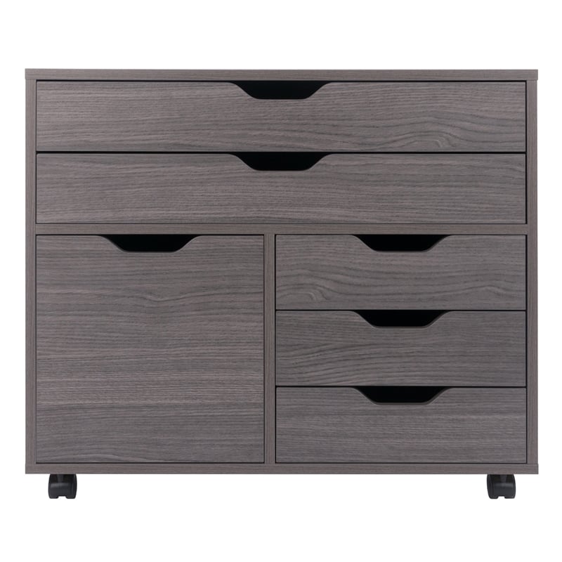 Halifax 3 Section Multi Storage Mobile Cabinet Charcoal Finish