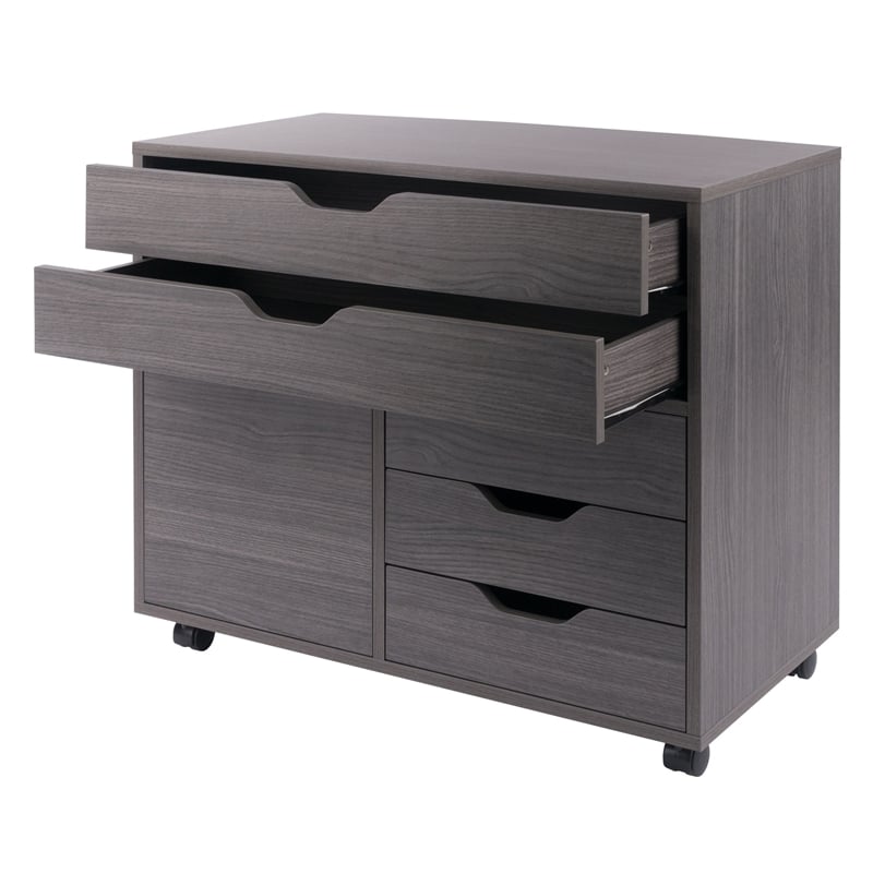 Halifax 3 Section Multi Storage Mobile Cabinet Charcoal Finish
