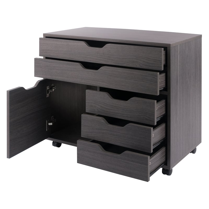 Halifax 3 Section Multi Storage Mobile Cabinet Charcoal Finish