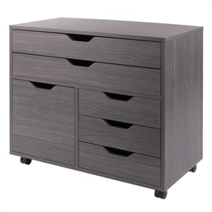 Halifax 3 Section Multi Storage Mobile Cabinet Charcoal Finish