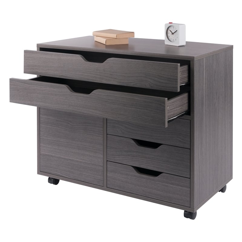 Halifax 3 Section Multi Storage Mobile Cabinet Charcoal Finish