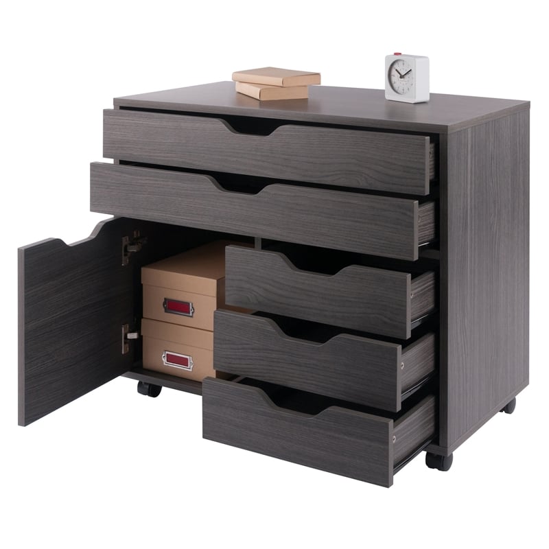Halifax 3 Section Multi Storage Mobile Cabinet Charcoal Finish