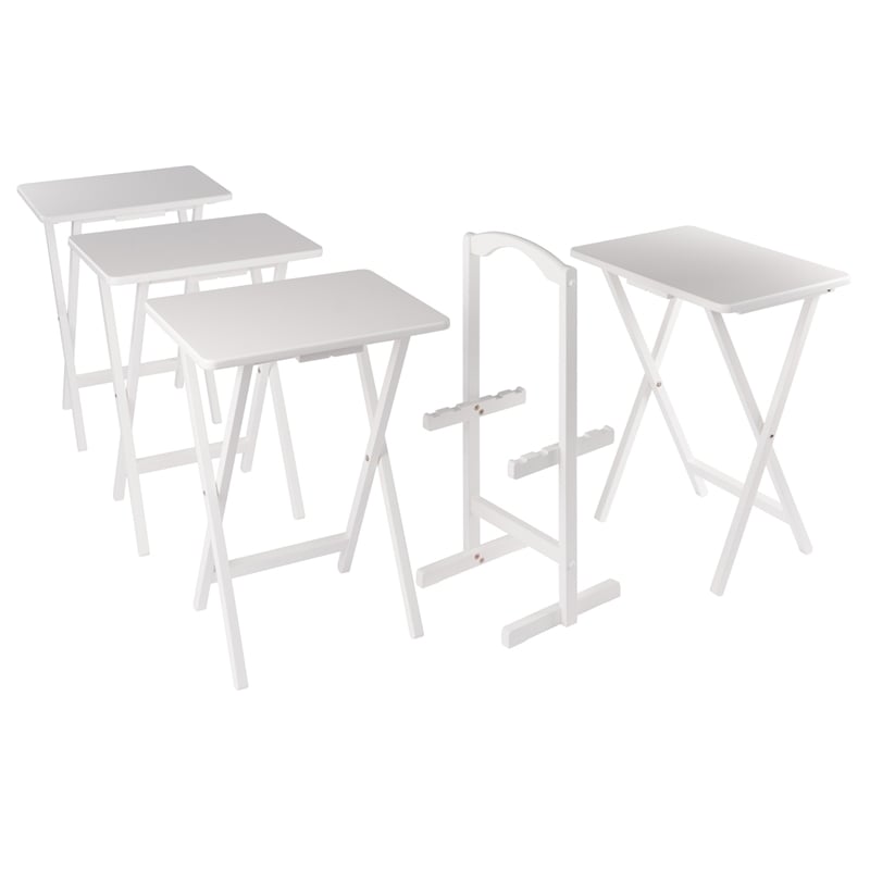 Alex 5Pc Snack Table Set White Finish