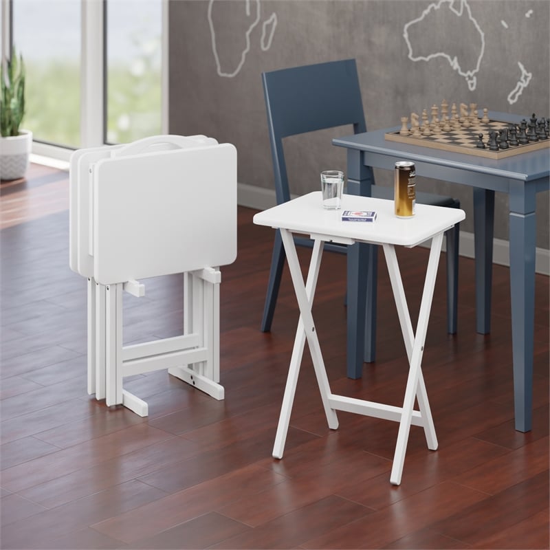 Alex 5Pc Snack Table Set White Finish