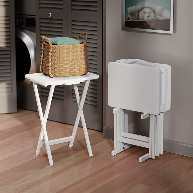 Alex 5Pc Snack Table Set White Finish
