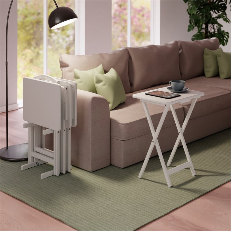 Alex 5Pc Snack Table Set White Finish