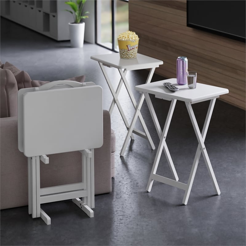 Alex 5Pc Snack Table Set White Finish