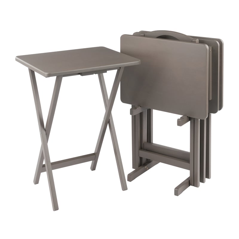 Alex 5Pc Snack Table Set Oyster Gray Finish