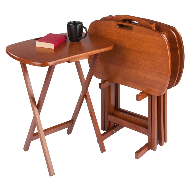 Lucca 5pc Snack Table Set Teak Finish