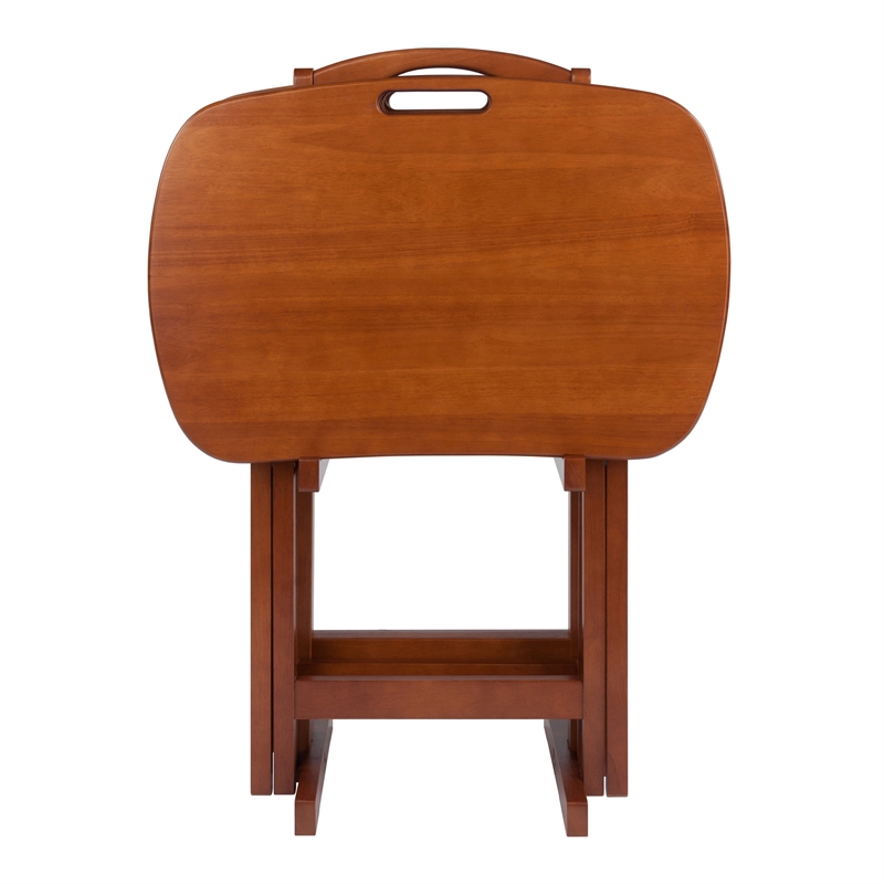 Lucca 5pc Snack Table Set Teak Finish