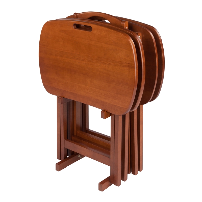 Lucca 5pc Snack Table Set Teak Finish
