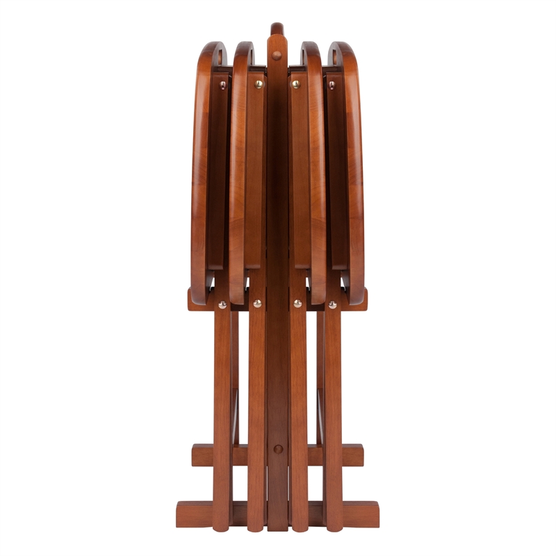 Lucca 5pc Snack Table Set Teak Finish