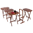 Lucca 5pc Snack Table Set Teak Finish