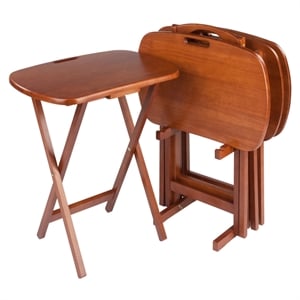 Lucca 5pc Snack Table Set Teak Finish