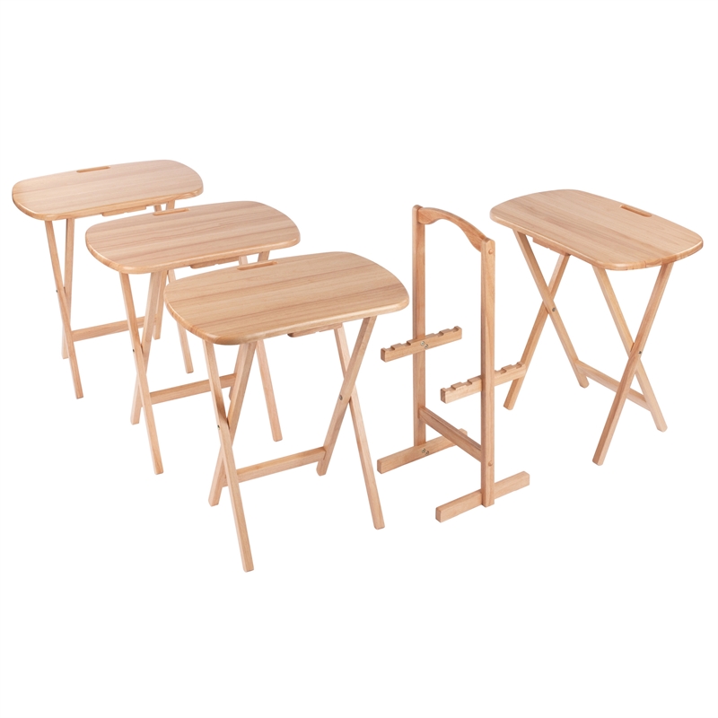 Lucca 5pc Snack Table Set Natural Finish