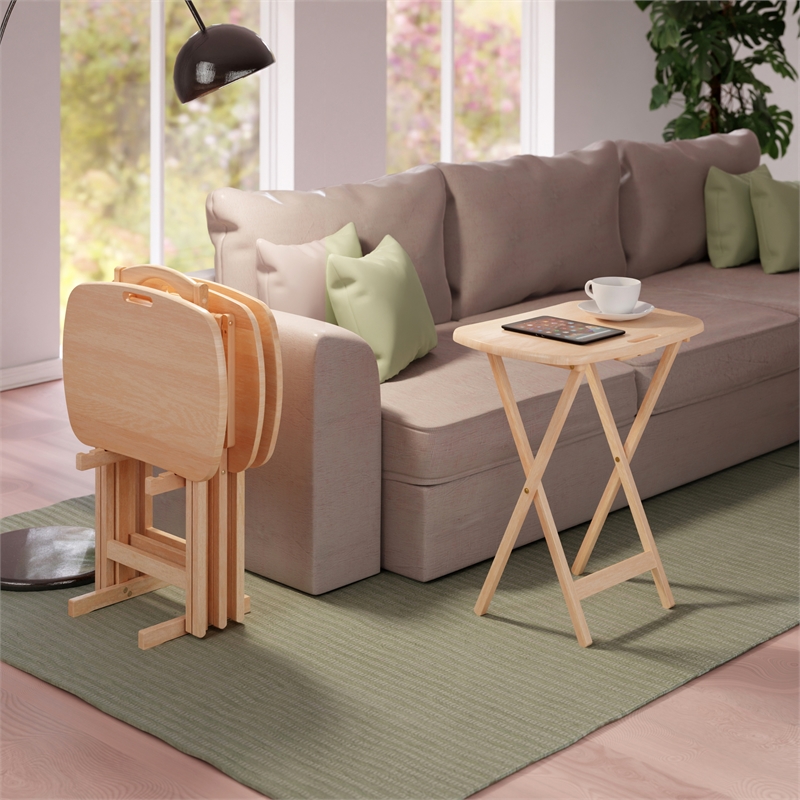 Lucca 5pc Snack Table Set Natural Finish