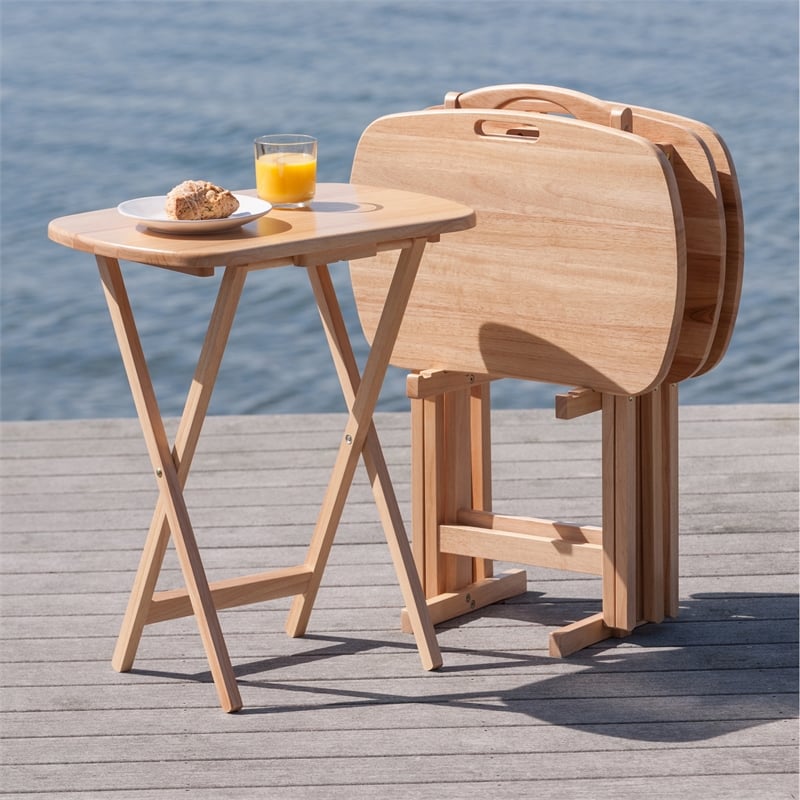 Lucca 5pc Snack Table Set Natural Finish