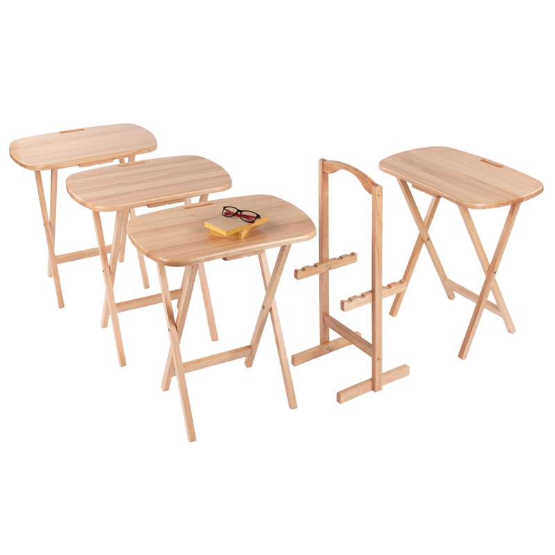 Lucca 5pc Snack Table Set Natural Finish