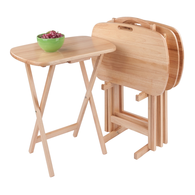 Lucca 5pc Snack Table Set Natural Finish