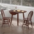 Dawson 3-Pc Drop Leaf Table with Windsor Chairs Walnut Finish