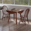 Dawson 3-Pc Drop Leaf Table with Windsor Chairs Walnut Finish