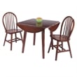 Dawson 3-Pc Drop Leaf Table with Windsor Chairs Walnut Finish