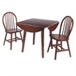 Dawson 3-Pc Drop Leaf Table with Windsor Chairs Walnut Finish