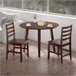Dawson 3-Pc Drop Leaf Table with Ladder-back Chairs Walnut Finish