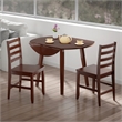 Dawson 3-Pc Drop Leaf Table with Ladder-back Chairs Walnut Finish