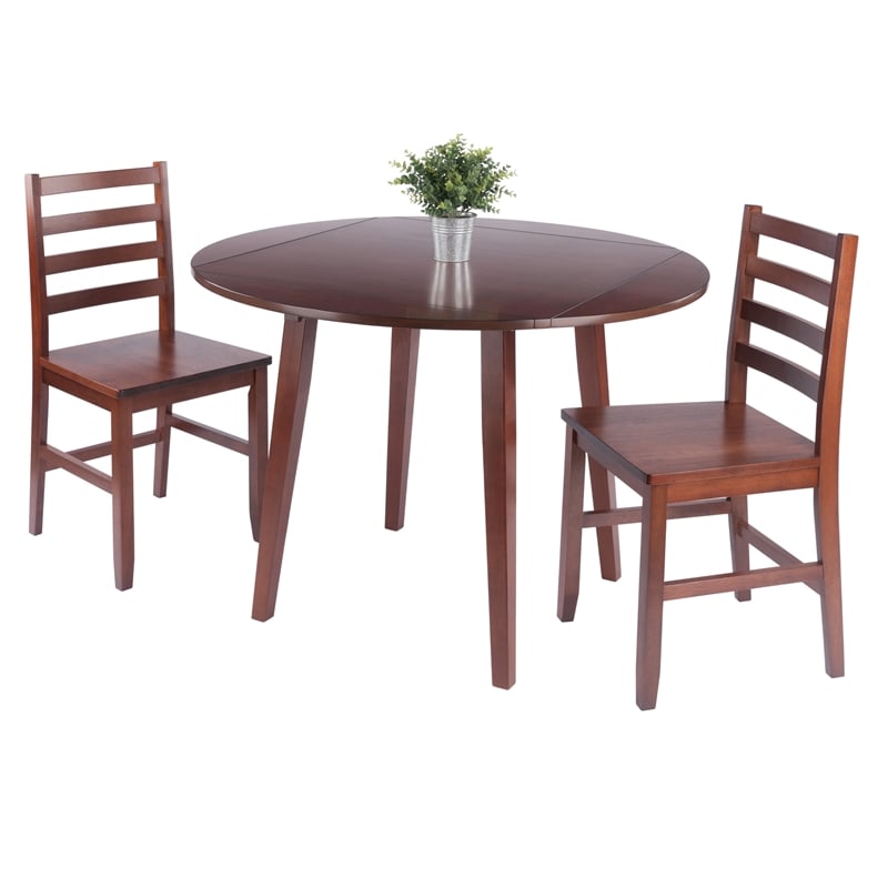 Dawson 3-Pc Drop Leaf Table with Ladder-back Chairs Walnut Finish