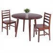Dawson 3-Pc Drop Leaf Table with Ladder-back Chairs Walnut Finish